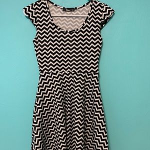 Black and White Striped Skater Skirt Dress Small